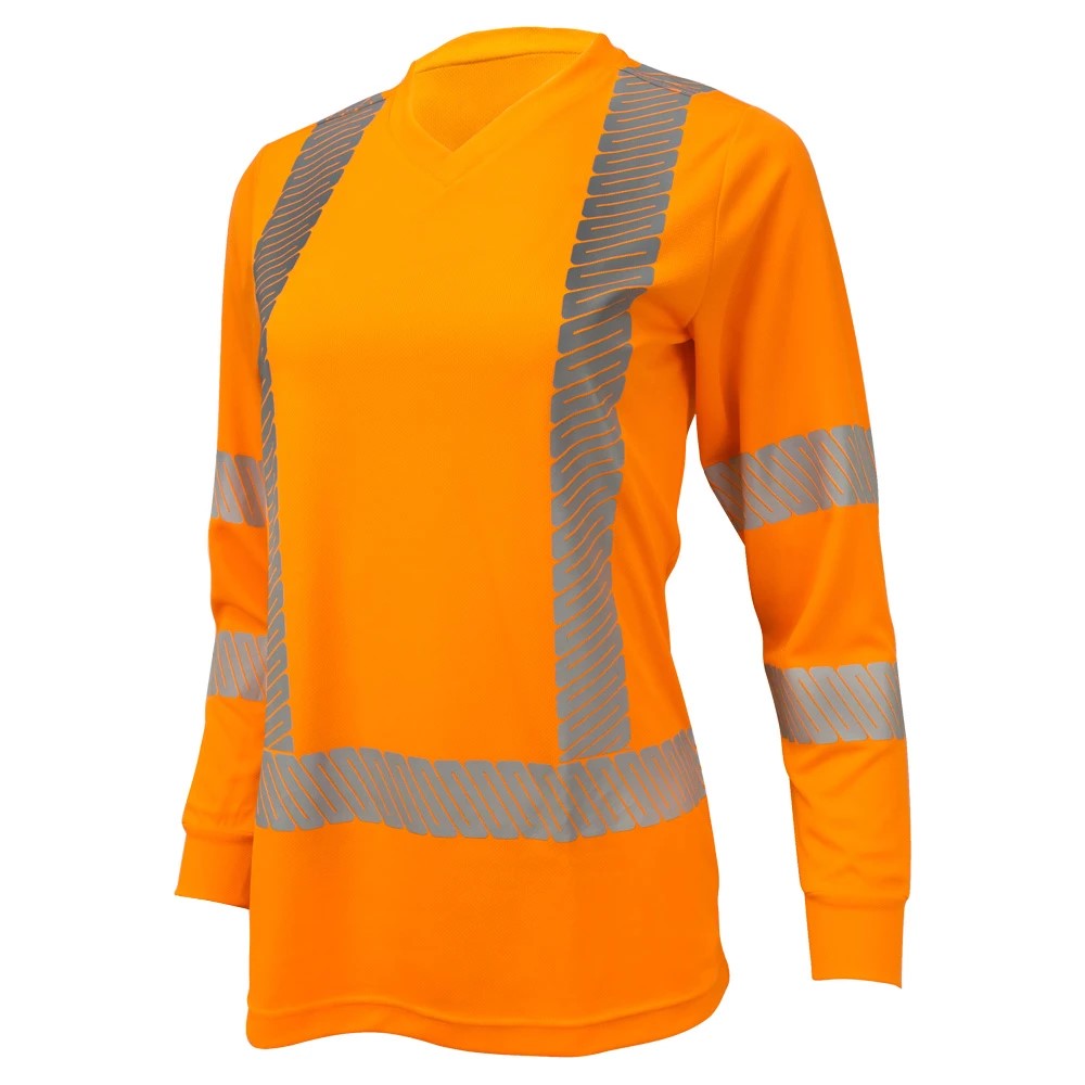 Women’s ANSI Class 3 Hi-Vis Long Sleeve Safety Shirt with Moisture Wicking Mesh & Reflective Tape
