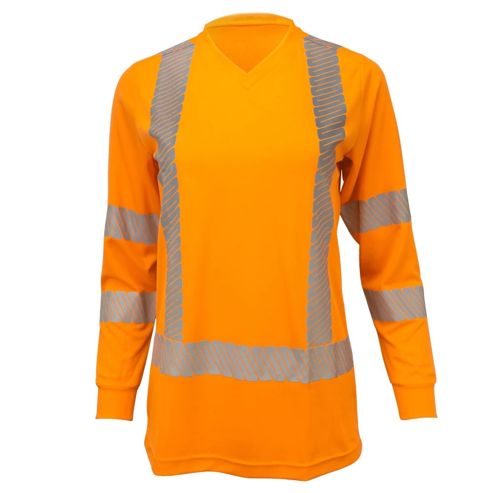 Women’s ANSI Class 3 Hi-Vis Long Sleeve Safety Shirt with Moisture Wicking Mesh & Reflective Tape