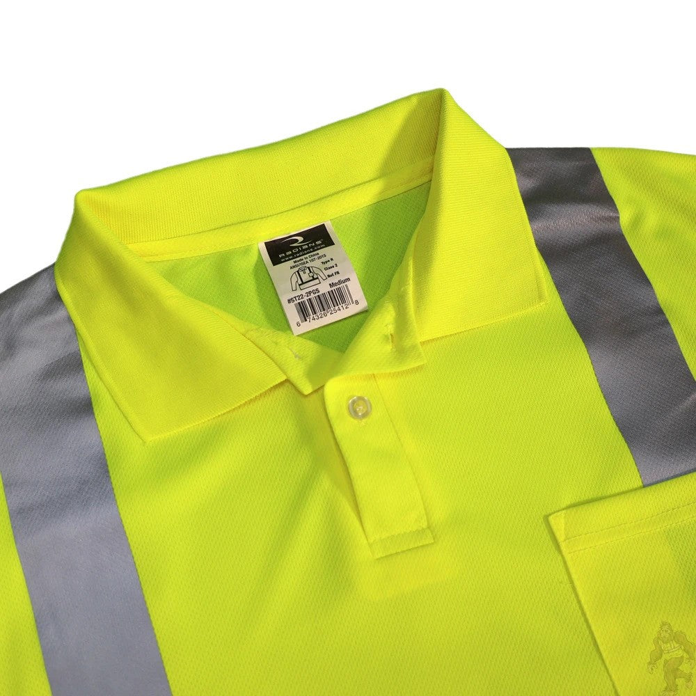 ANSI Class 2 Hi-Vis Long Sleeve Safety Polo Shirt with Moisture Wicking Mesh & Reflective Tape