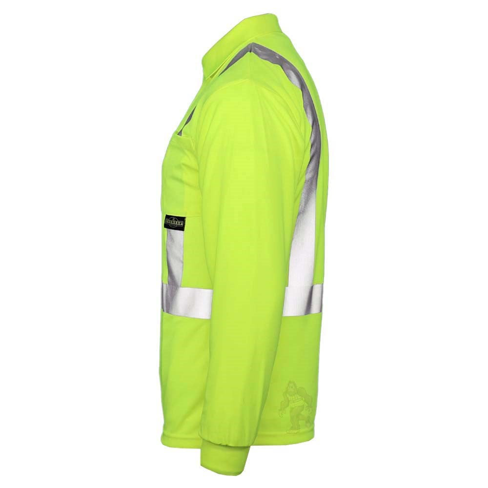 ANSI Class 2 Hi-Vis Long Sleeve Safety Polo Shirt with Moisture Wicking Mesh & Reflective Tape
