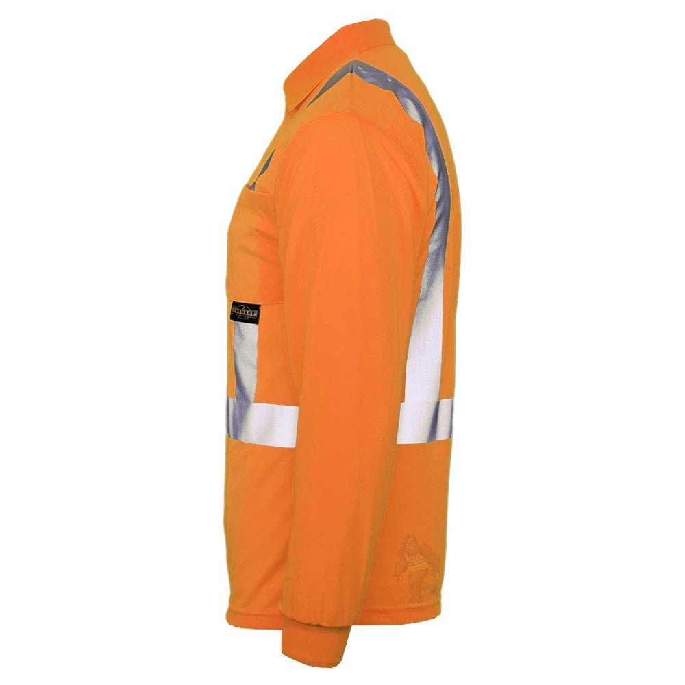 ANSI Class 2 Hi-Vis Long Sleeve Safety Polo Shirt with Moisture Wicking Mesh & Reflective Tape
