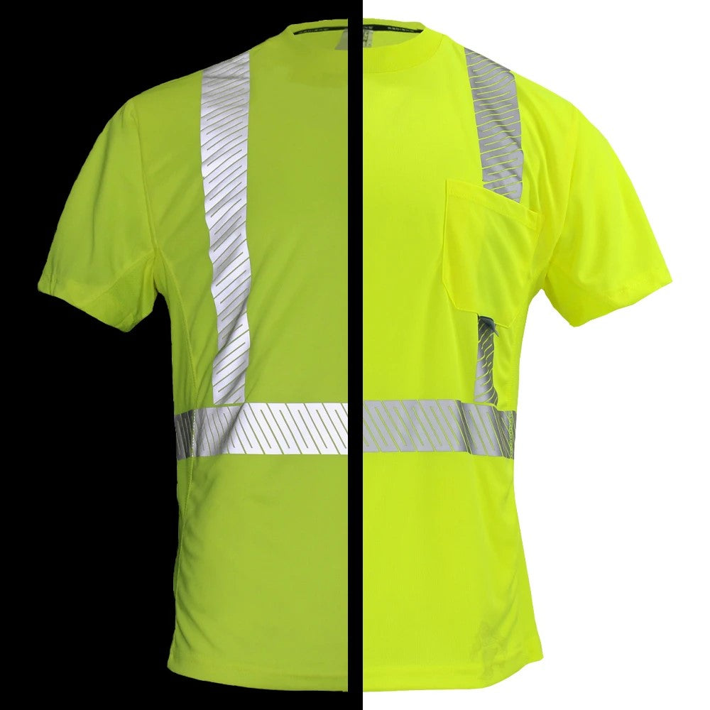 ANSI Class 2 Hi-Vis Short Sleeve Cooling Safety Shirt with Segmented Reflective Tape & Moisture Wicking Fabric