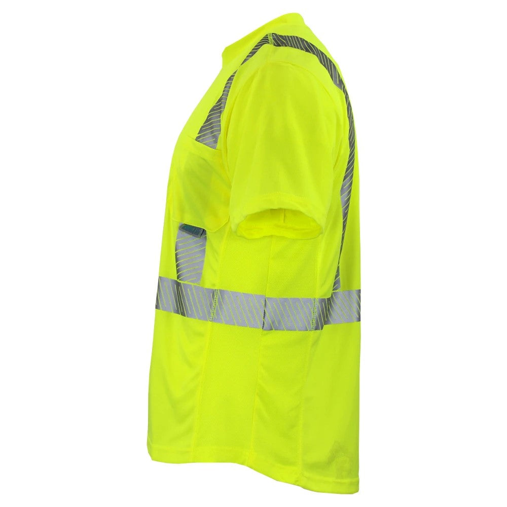 ANSI Class 2 Hi-Vis Short Sleeve Cooling Safety Shirt with Segmented Reflective Tape & Moisture Wicking Fabric