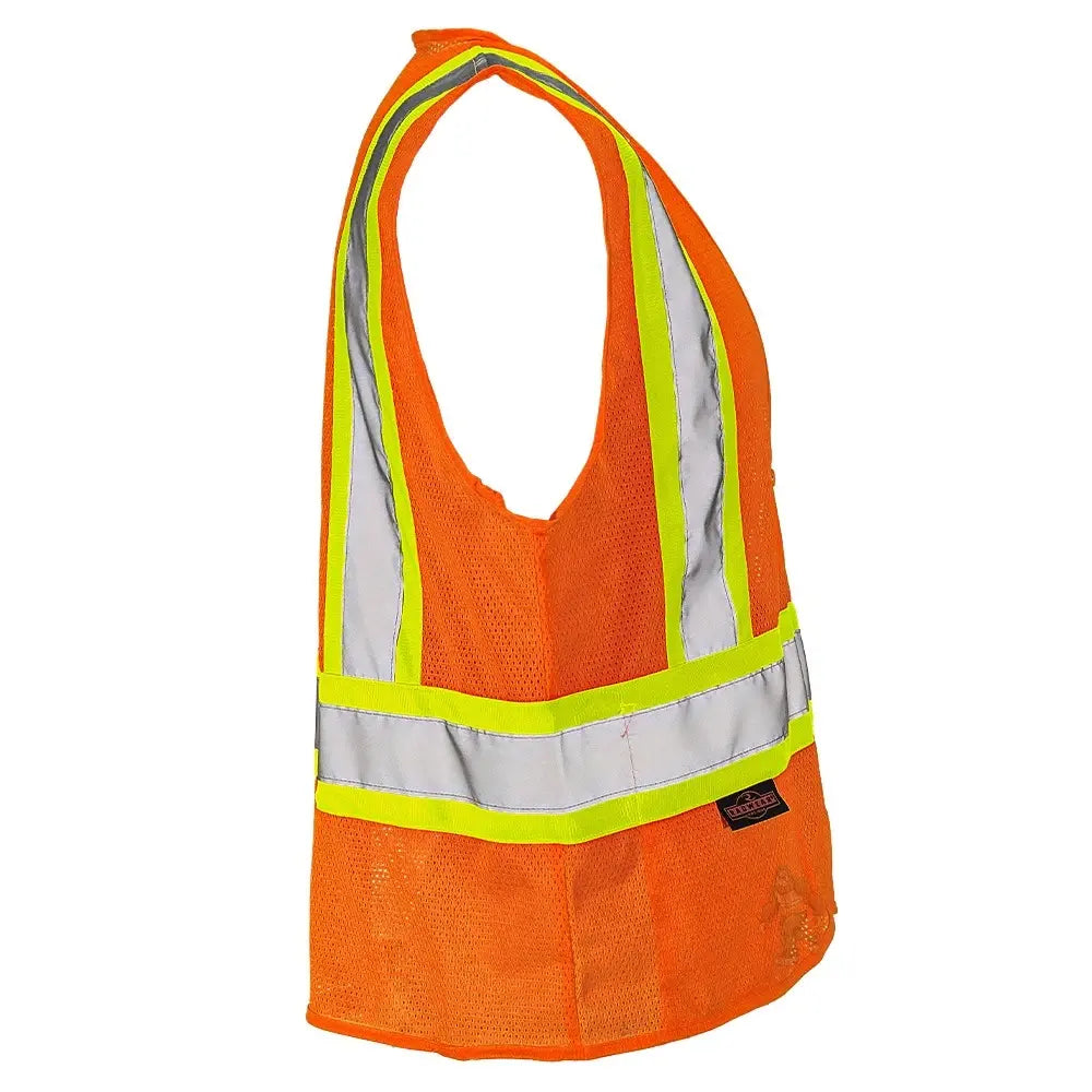 Class 2 Hi-Vis Economy Mesh Safety Vest with Zipper Closure, Reflective Tape & Contrast Trim, ANSI Type R Compliant, Orange/Lime, S-5XL