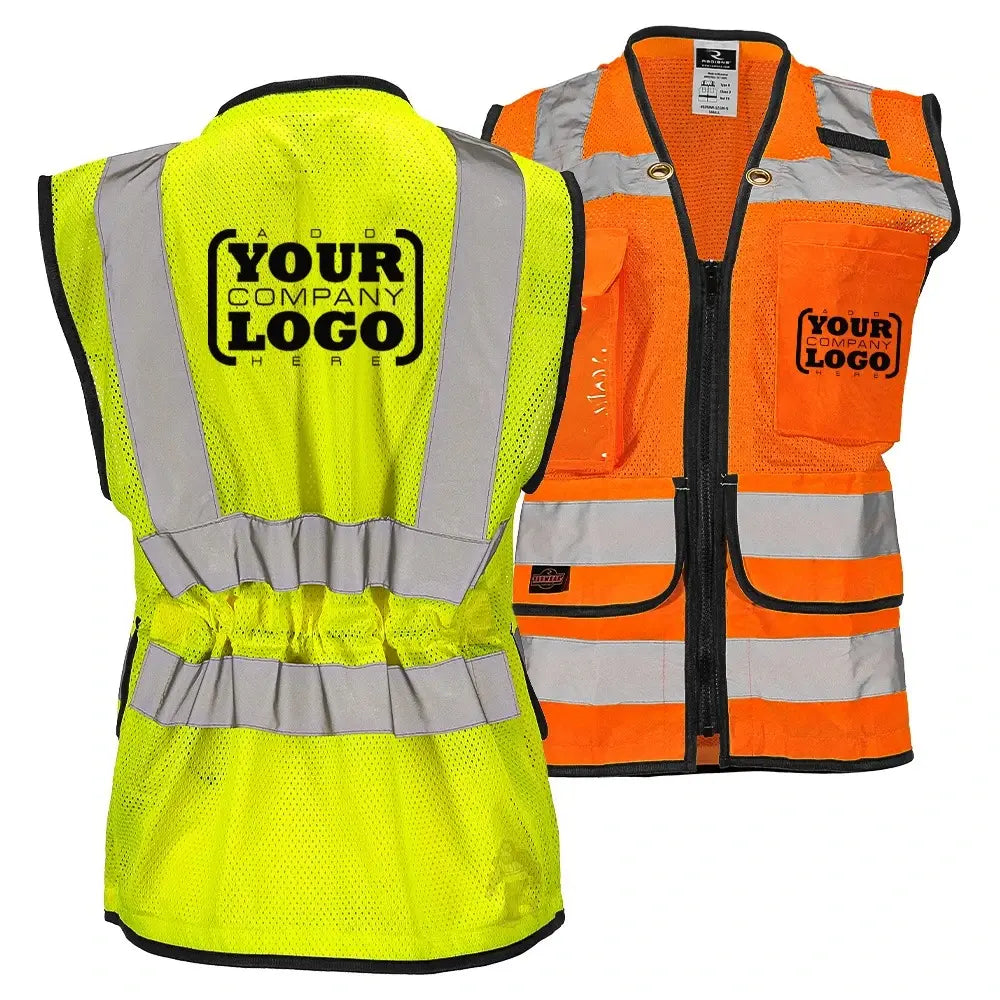 Women’s ANSI Class 2 Heavy Duty Surveyor Safety Vest with Zipper Closure & Reflective Stripes – Hi Vis Utility Work Vest for Construction, Traffic Control & Surveying