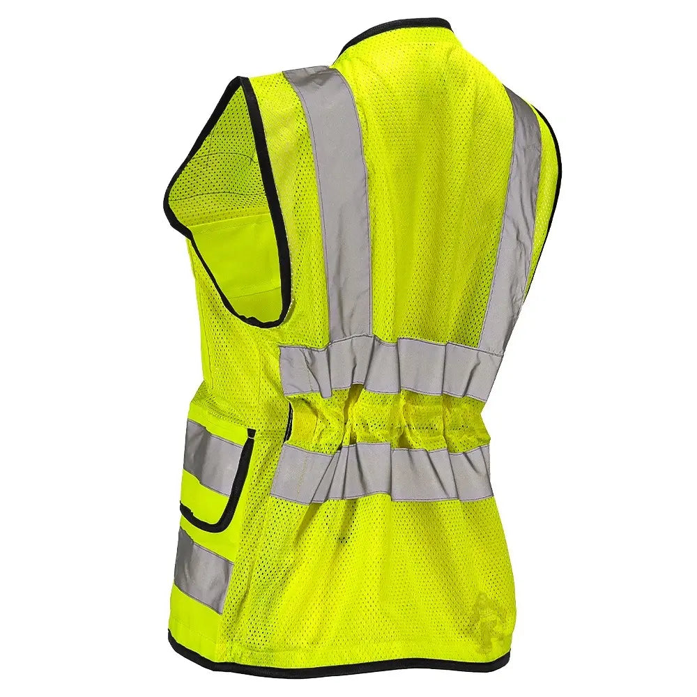 Women’s ANSI Class 2 Heavy Duty Surveyor Safety Vest with Zipper Closure & Reflective Stripes – Hi Vis Utility Work Vest for Construction, Traffic Control & Surveying