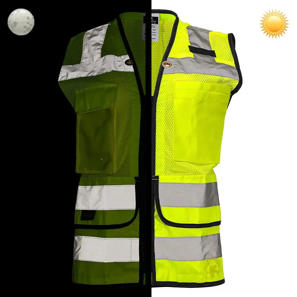 Women’s ANSI Class 2 Heavy Duty Surveyor Safety Vest with Zipper Closure & Reflective Stripes – Hi Vis Utility Work Vest for Construction, Traffic Control & Surveying
