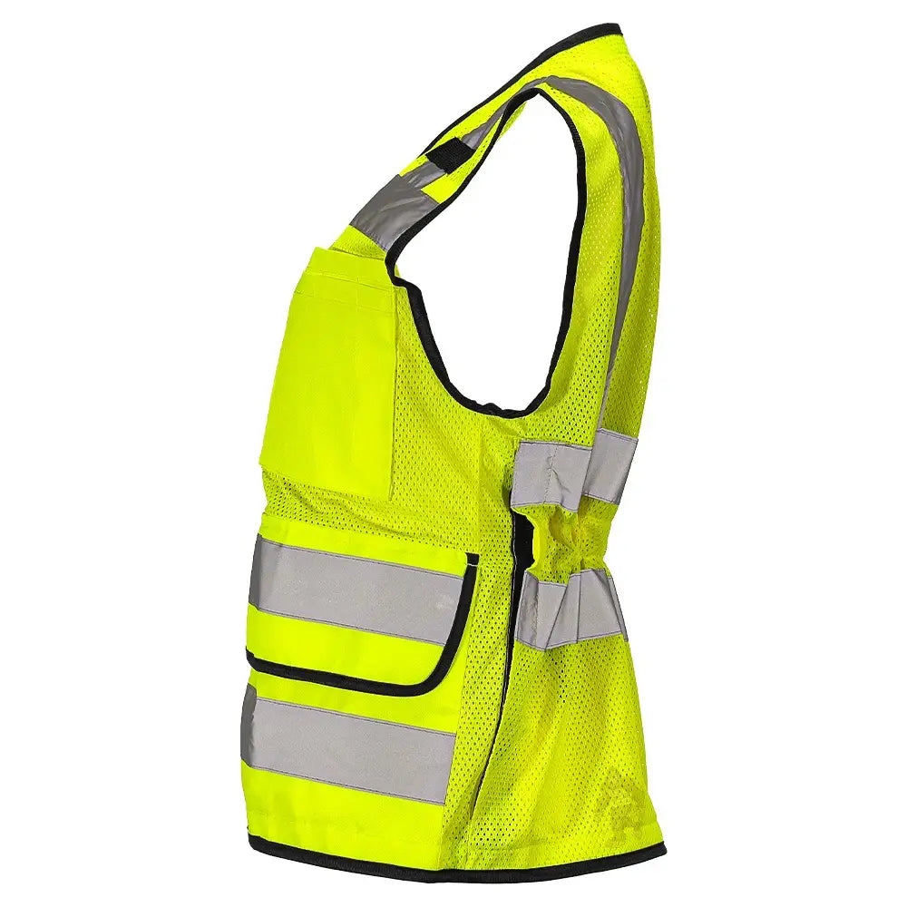 Women’s ANSI Class 2 Heavy Duty Surveyor Safety Vest with Zipper Closure & Reflective Stripes – Hi Vis Utility Work Vest for Construction, Traffic Control & Surveying
