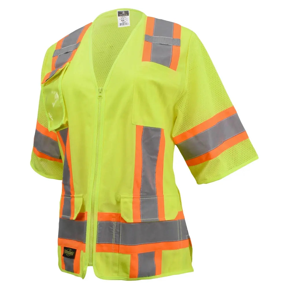 Women’s ANSI Class 3 High Visibility Surveyor Safety Vest with Zipper Closure & Reflective Stripes – Hi Vis Work Vest for Construction, Roadwork & Utility Crews