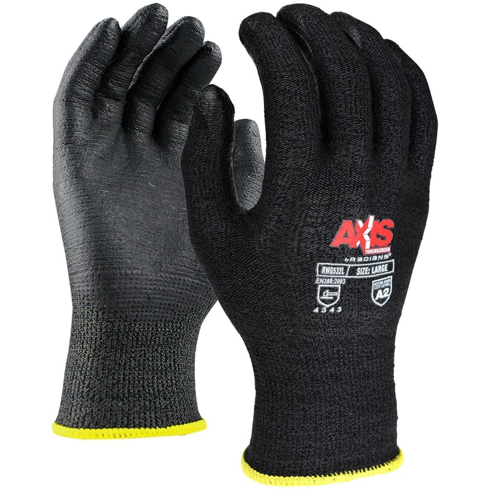 ANSI Class 3 Hi-Vis Cut Resistant Work Gloves with Touchscreen Fingertips, Sandy Nitrile Grip & Level A2 Protection