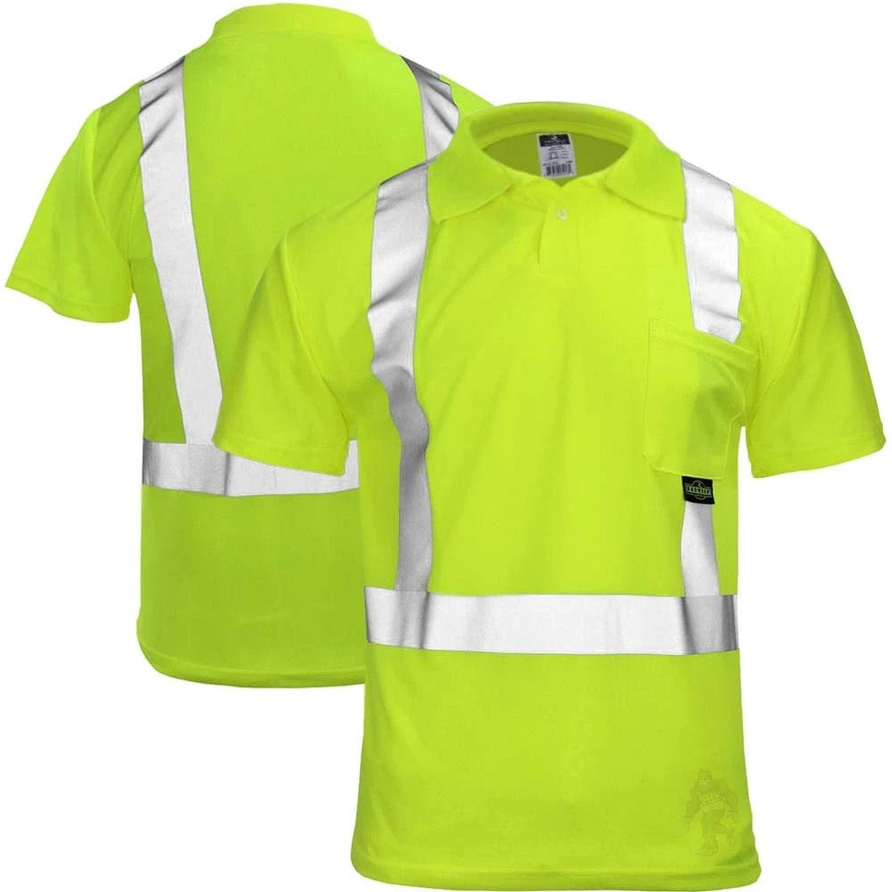 ANSI Class 2 Hi-Vis Short Sleeve Safety Polo Shirt with Moisture Wicking Fabric & Reflective Tape