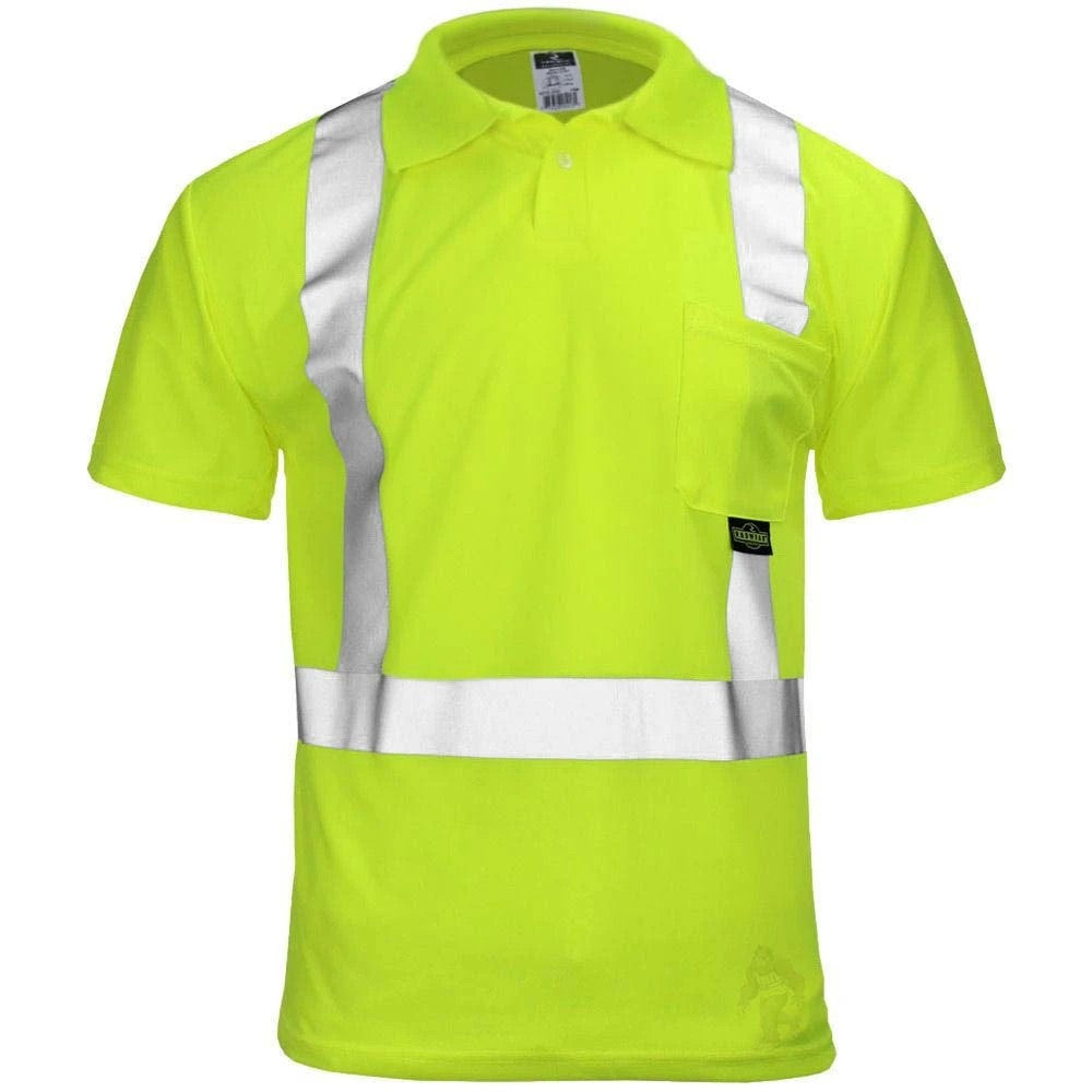 ANSI Class 2 Hi-Vis Short Sleeve Safety Polo Shirt with Moisture Wicking Fabric & Reflective Tape