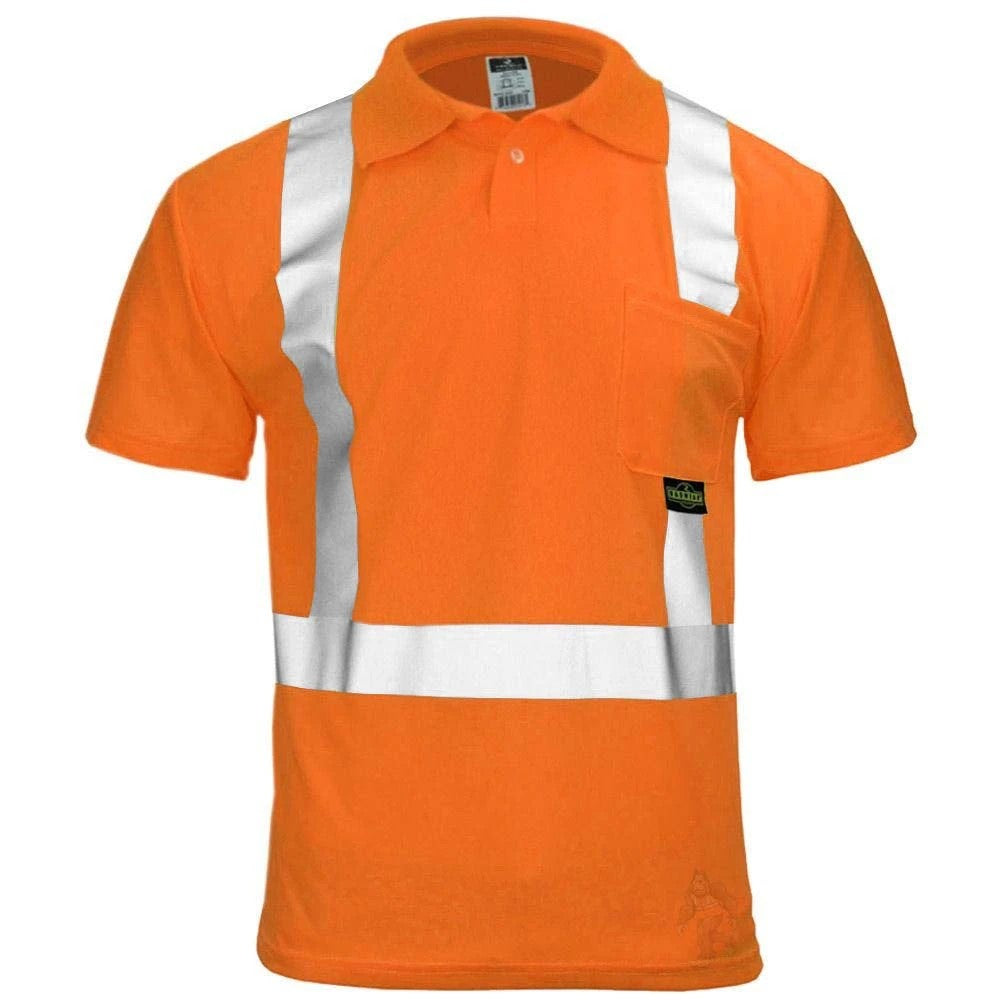 ANSI Class 2 Hi-Vis Short Sleeve Safety Polo Shirt with Moisture Wicking Fabric & Reflective Tape