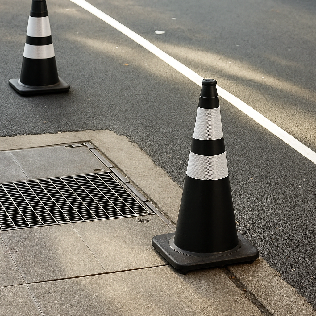 28" Black Traffic Cone, 7 lb Black Base