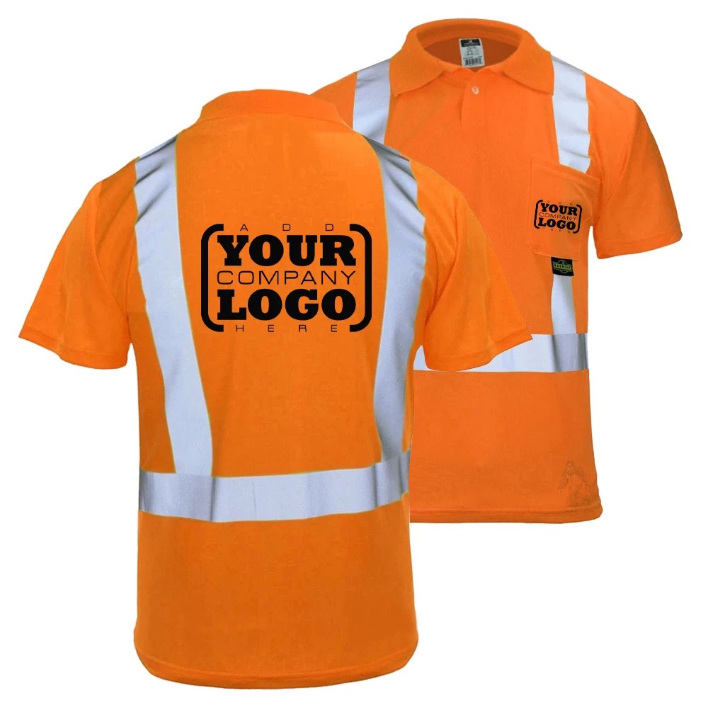 ANSI Class 2 Hi-Vis Short Sleeve Safety Polo Shirt with Moisture Wicking Fabric & Reflective Tape