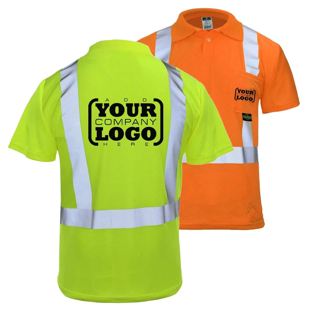 ANSI Class 2 Hi-Vis Short Sleeve Safety Polo Shirt with Moisture Wicking Fabric & Reflective Tape