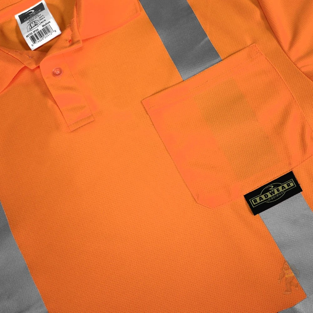 ANSI Class 2 Hi-Vis Long Sleeve Safety Polo Shirt with Moisture Wicking Mesh & Reflective Tape