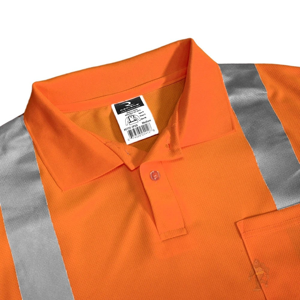 ANSI Class 2 Hi-Vis Long Sleeve Safety Polo Shirt with Moisture Wicking Mesh & Reflective Tape