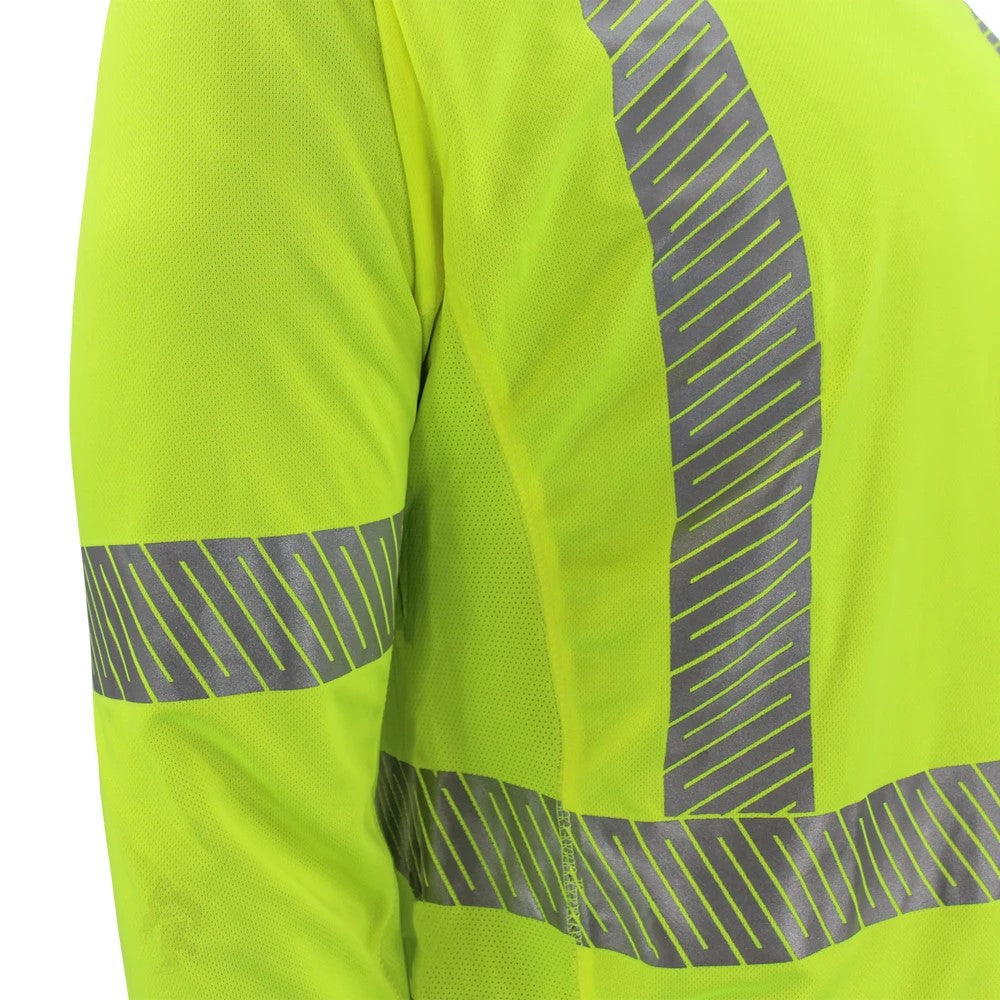 ANSI Class 3 Hi-Vis Long Sleeve Cooling Safety Shirt with Segmented Reflective Tape & Moisture Wicking Fabric