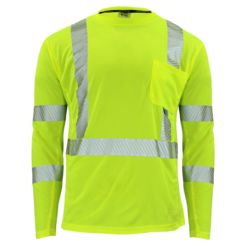 ANSI Class 3 Hi-Vis Long Sleeve Cooling Safety Shirt with Segmented Reflective Tape & Moisture Wicking Fabric