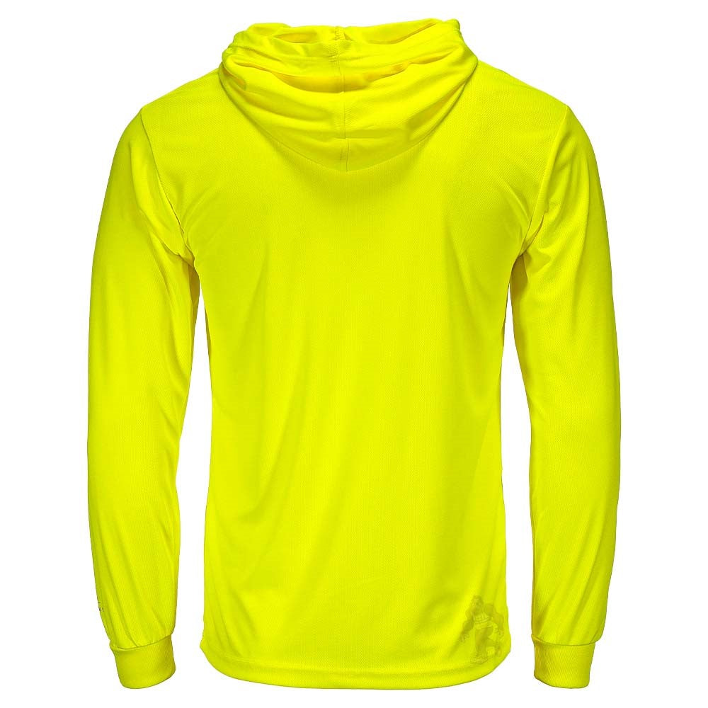 Hi-Vis Hooded Long Sleeve Work Shirt with UPF 50 Sun Protection & Moisture Wicking Mesh Fabric