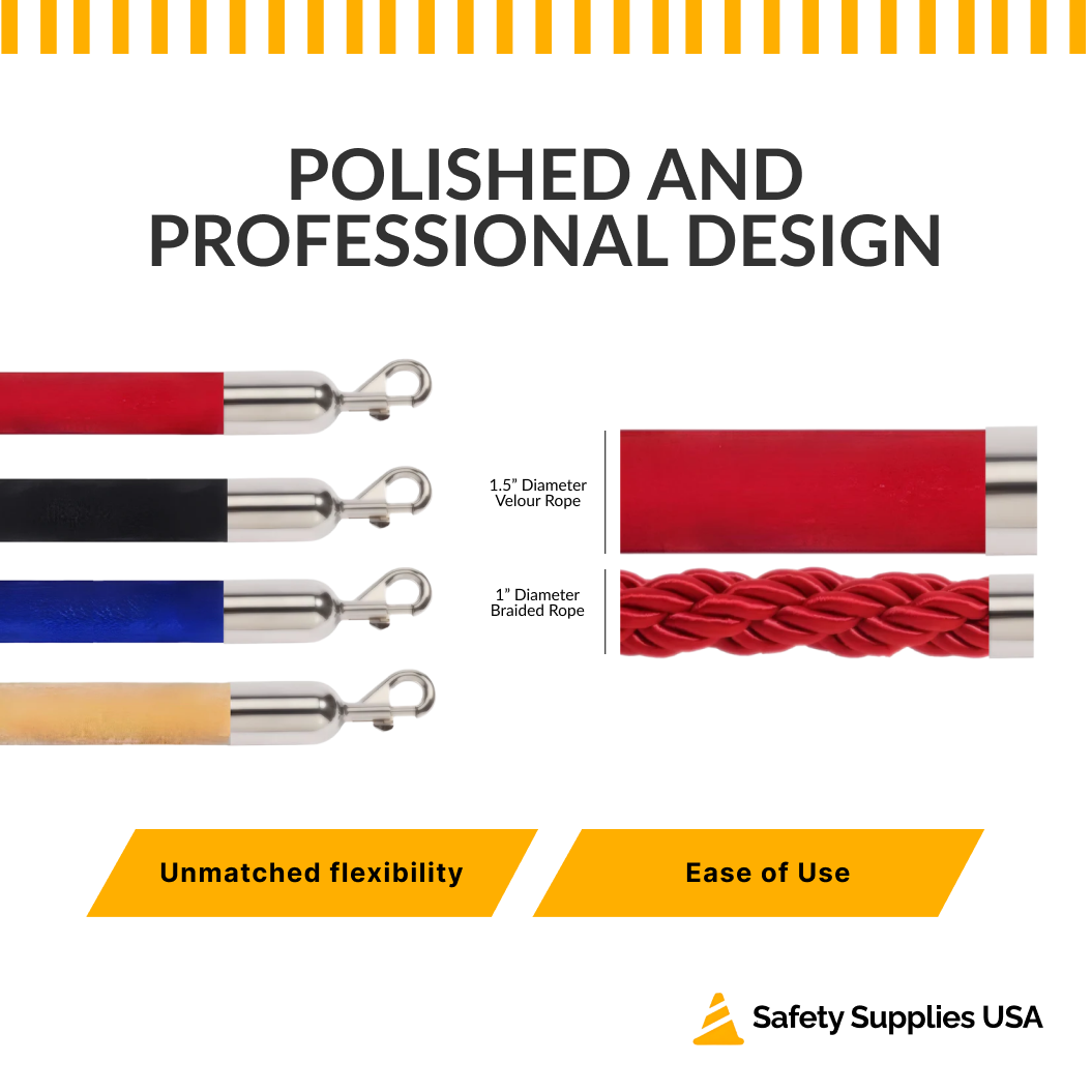 1.5 Inch Velour Stanchion Rope | 4 Ft to 12 Ft