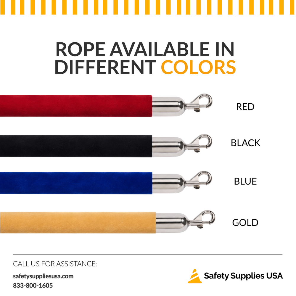 1.5 Inch Velour Stanchion Rope | 4 Ft to 12 Ft