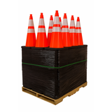 100 Cones Bulk Pallet, 28" Orange Traffic Cone, 7lb Black Base, w/6" & 4" Retroreflective Collars, MUTCD Compliant