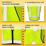 Class 2 Black Bottom Mesh Safety Vest with Zipper Closure, Reflective Tape & Multi-Pocket Design, ANSI Type R Compliant, Hi-Vis Lime/Orange, M-5XL