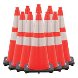 [10-Pack] 28" Orange Traffic Cones, 7lb Black Base, w/6" & 4" Retroreflective Collars, MUTCD Compliant - FREE SHIPPING