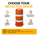 Commander Traffic Drum with Reflective Sheeting - No Base Included