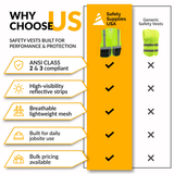 Class 2 Hi-Vis Safety Vest, 3 Pockets, Mesh