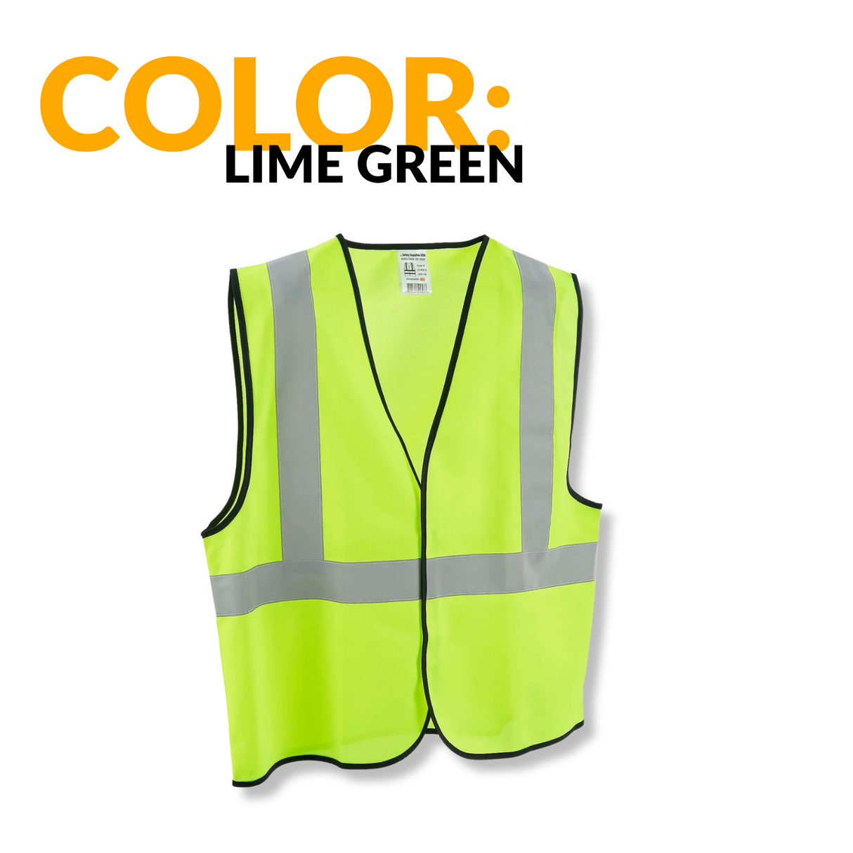 Class 2 Hi-Vis Safety Vest, Solid Polyester, Lime
