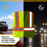 Class 2 Hi-Vis Safety Vest, 2 Pockets, Two-Tone, Mesh