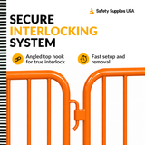 8.5 Foot Heavy Duty Steel Crowd Control Barricade - Orange