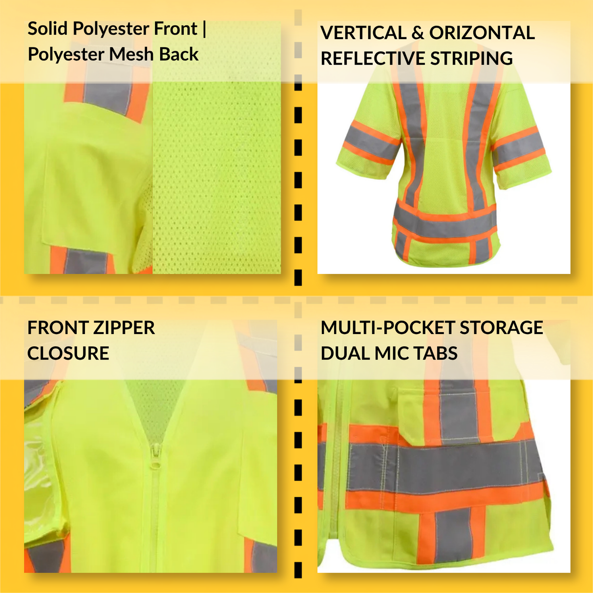 Women’s ANSI Class 3 High Visibility Surveyor Safety Vest with Zipper Closure & Reflective Stripes – Hi Vis Work Vest for Construction, Roadwork & Utility Crews