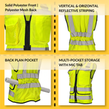 Women’s ANSI Class 2 Heavy Duty Surveyor Safety Vest with Zipper Closure & Reflective Stripes – Hi Vis Utility Work Vest for Construction, Traffic Control & Surveying