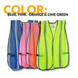 Hi-Vis Safety Vest, 1" Reflective Strips, Mesh
