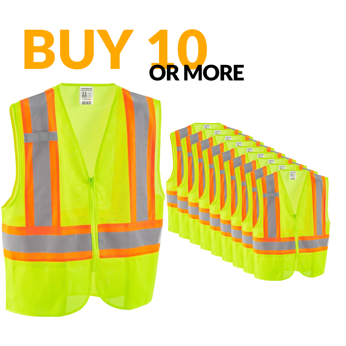 Class 2 Hi-Vis Safety Vest, 2 Pockets, Two-Tone, Mesh