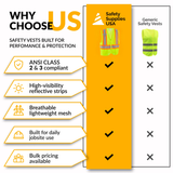 Class 2 Hi-Vis Safety Vest, 2 Pockets, Two-Tone, Mesh