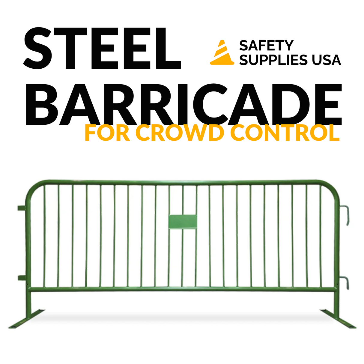 8.5 Foot Heavy Duty Steel Crowd Control Barricade - Green