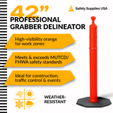42″ Grabber Delineator Tube – Black Base, No Reflective Collars