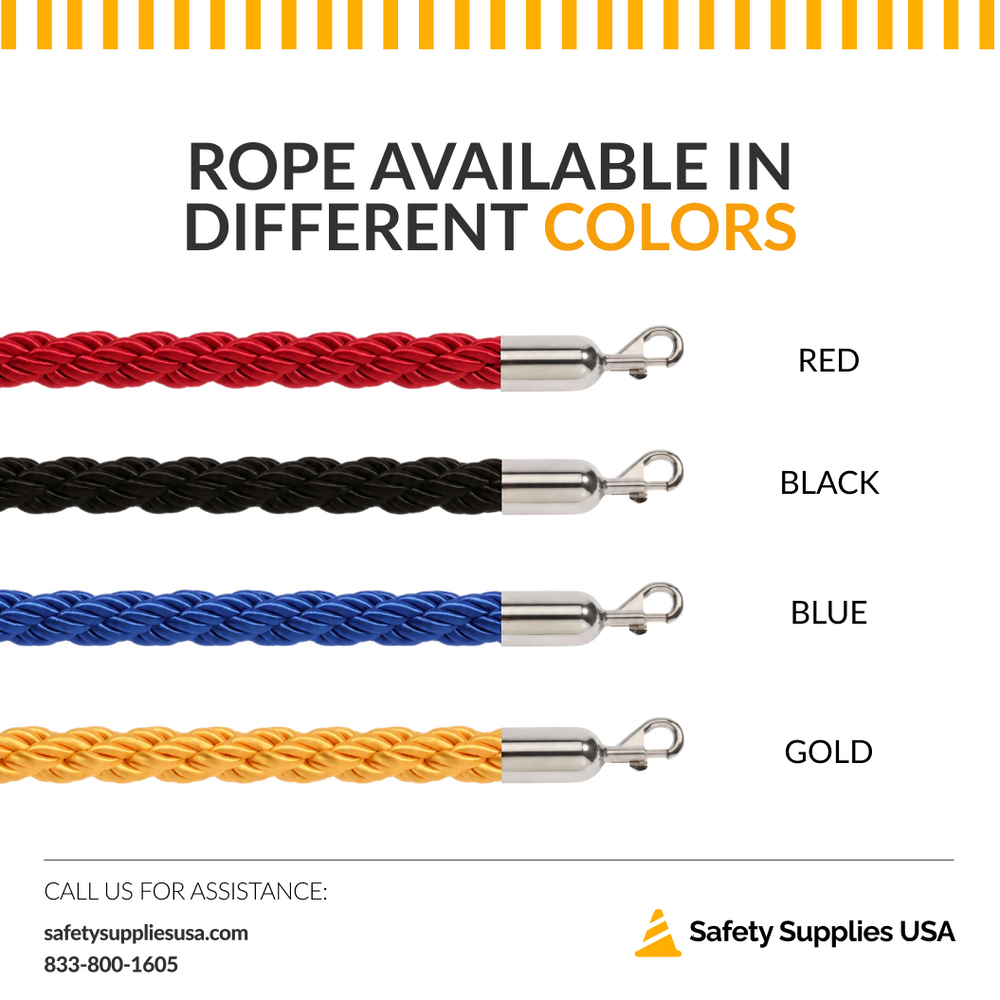 1 Inch Braided Stanchion Rope | 6 Ft or 8 Ft