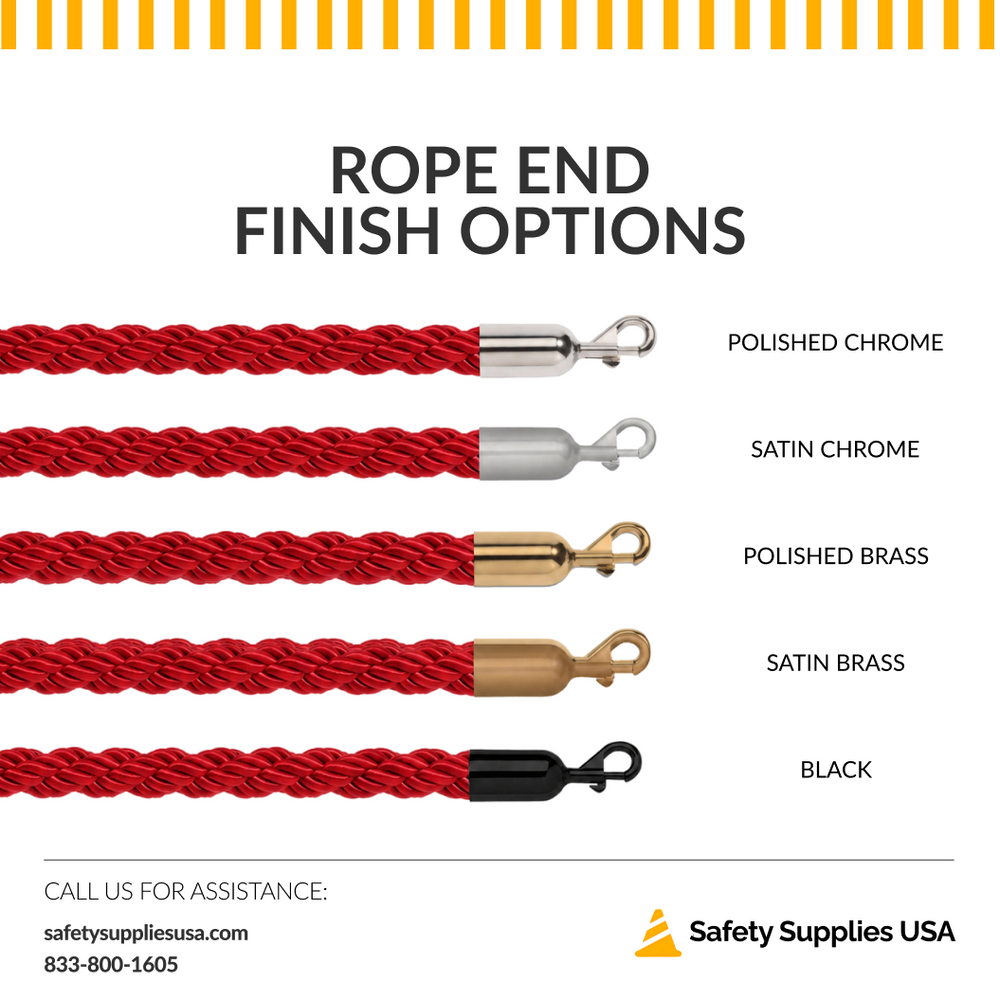 1 Inch Braided Stanchion Rope | 6 Ft or 8 Ft