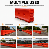 Water-Filled Traffic Barrier – 6 Ft Plastic Construction Barricade with Interlocking Design and Fillable Base