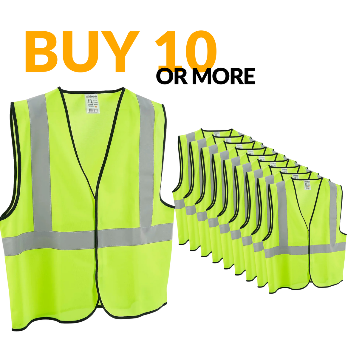 Class 2 Hi-Vis Safety Vest, Solid Polyester, Lime