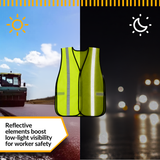 Hi-Vis Safety Vest, 1" Reflective Strips, Mesh
