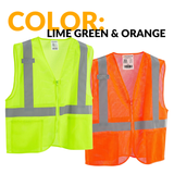 Class 2 Hi-Vis Safety Vest, 2 Pockets, Mesh