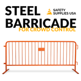 8.5 Foot Heavy Duty Steel Crowd Control Barricade - Orange