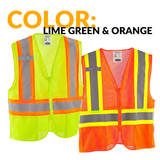 Class 2 Hi-Vis Safety Vest, 2 Pockets, Two-Tone, Mesh